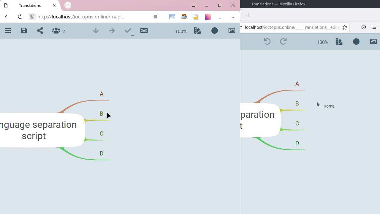 Language separation in mind map